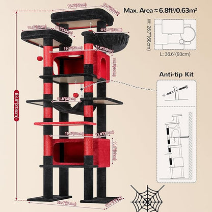 Globlazer XXL Giant Gothic Cat Tree, 83 Inch Heavy Duty Tall Goth Cat Tower - Image 6