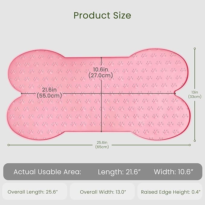 PWTAA Dog Food Mat Anti-Slip Silicone Dog Bowl Mat Thicker Pet Placemat - Image 2