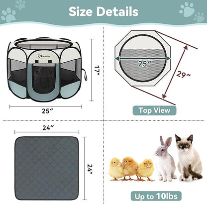Siedihit Dog Playpen with Washable Pee Pad, Puppy Pet Cat Playpen Small Dogs - Image 7