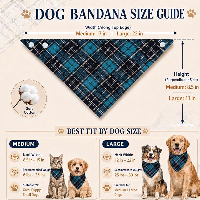 Dual Layer Green Plaid Dog Bandana - Image 2