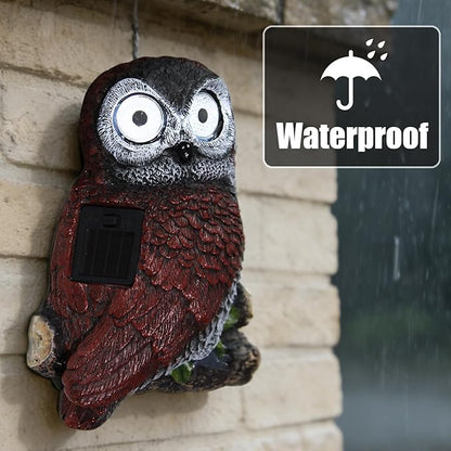 Sheaifun Owl Garden Statue Owl Solar Lights Outdoor Garden Resin Yard Outdoor - Image 5