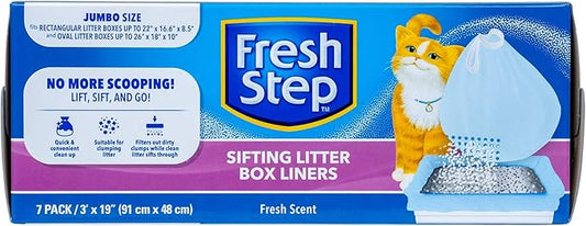Fresh Step Jumbo Sifting Drawstring Cat Litter Box Liners, Heavy Duty Kitty by FreshStep