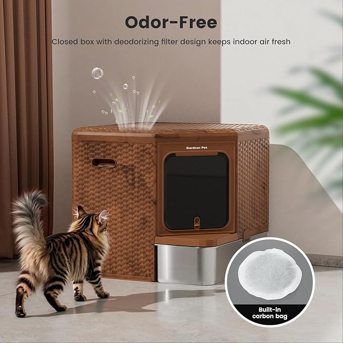 Gradner Pet Cat Litter Tray, Odour-Resistant Enclosed Cat Litter Box - Image 6