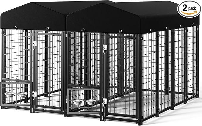 2PCS Dog Kennel Outdoor, Large Outside Dog Kennel by Guiferland