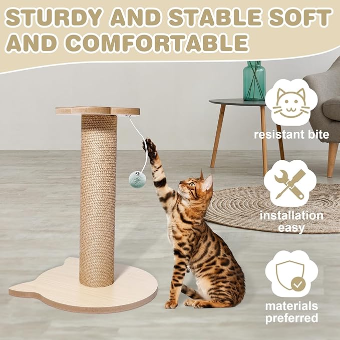 18” Tall Cat Tree for Kittens, Jute Scratching Post - Image 3