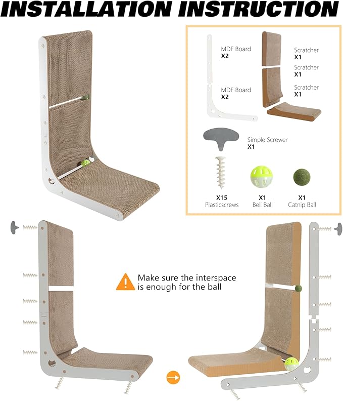 SMARTBEAN Cardboard Cat Scratcher, Vertical Cat Scratching Board, 23.6 Inch - Image 5