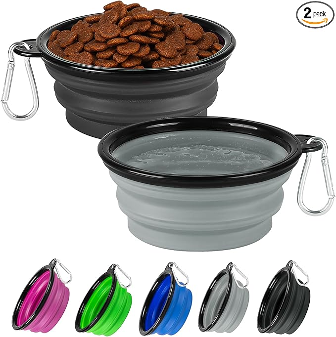 Dog Bowl Collapsible, 2 Pack Portable Foldable Travel Water Bowl Food Dishes by HOSCAPE