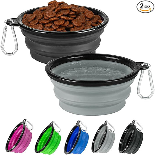 Dog Bowl Collapsible, 2 Pack Portable Foldable Travel Water Bowl Food Dishes by HOSCAPE