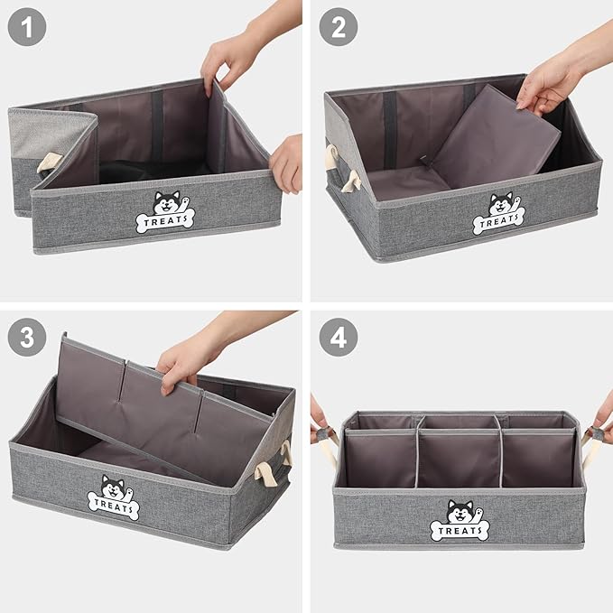 Dog Treat Container Basket for Countertop, Foldable Pet Toy Box for Living Room - Image 7