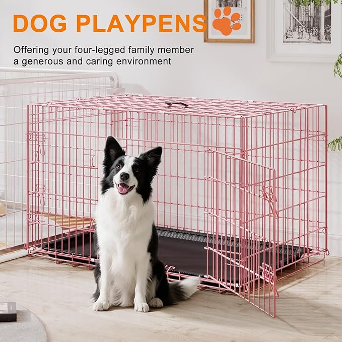 FDW Large Dog Crate 42inch Dog Cage Foldable Metal Kennel - Image 2