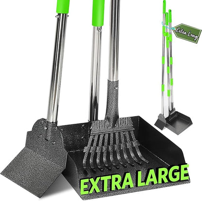 T2Y Extra Long Handle Dog Pooper Scooper 3-Piece Set, Heavy Duty Metal Poop Rake by T2Y