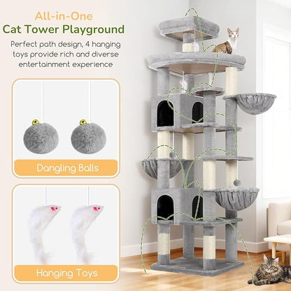Globlazer Extra Large Cat Tree Tower, 82in Tall Heavy Duty Cat Tree - Image 5