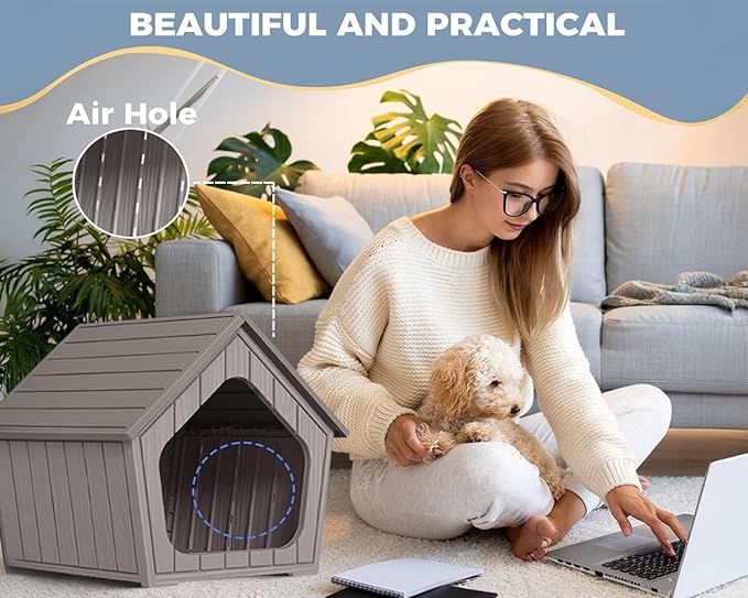 DRATO Dog House Outdoor Indoor Cozy Small Dog Houses Durable Resin Material - Image 7