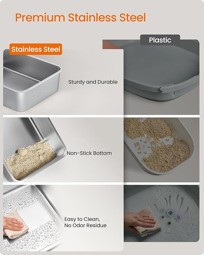 Feandrea Stainless Steel Cat Litter Box - Image 3