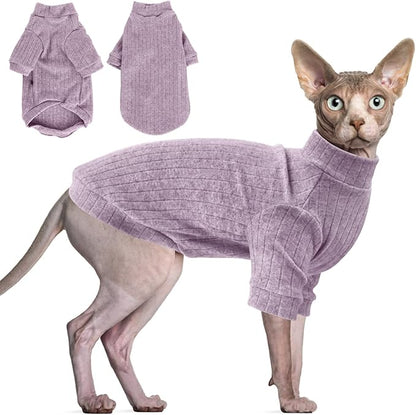 Idepet Sphynx Hairless Cats Sweater Shirt Kitten Soft Puppy Clothes Pullover by Idepet