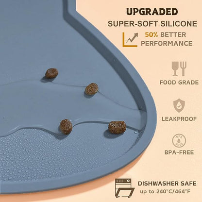 Cat Food Mat, Silicone Non Slip Dog Bowl Mat Waterproof Cat Feeding Mat Stop - Image 3