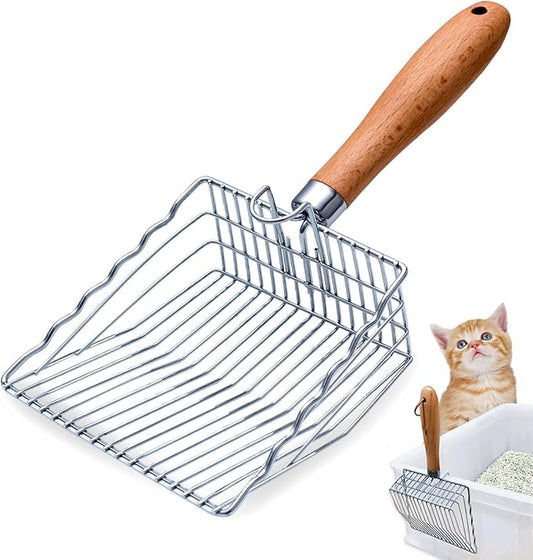 Cat Litter Scoop with Hook and Hole, Stainless Steel by PIPIMOO