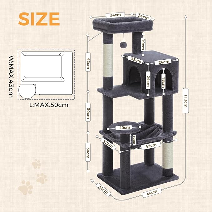 MUTTROS Cat Tree for Indoor Cats, 44.5" Multi-Level Cat Tower - Image 8