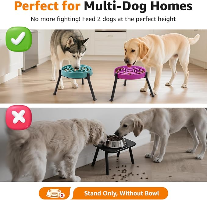 LOOBANI Elevated Dog Bowl Stand: Adjustable Width Anti-Slip Raised Dog Bowl - Image 4