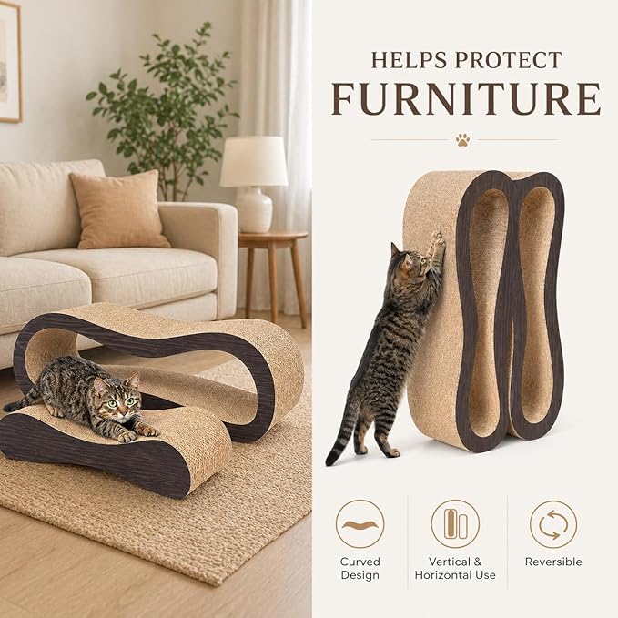 2 in 1 Large Cardboard Cat Scratcher Lounger，Cat Scratching Board - Image 8