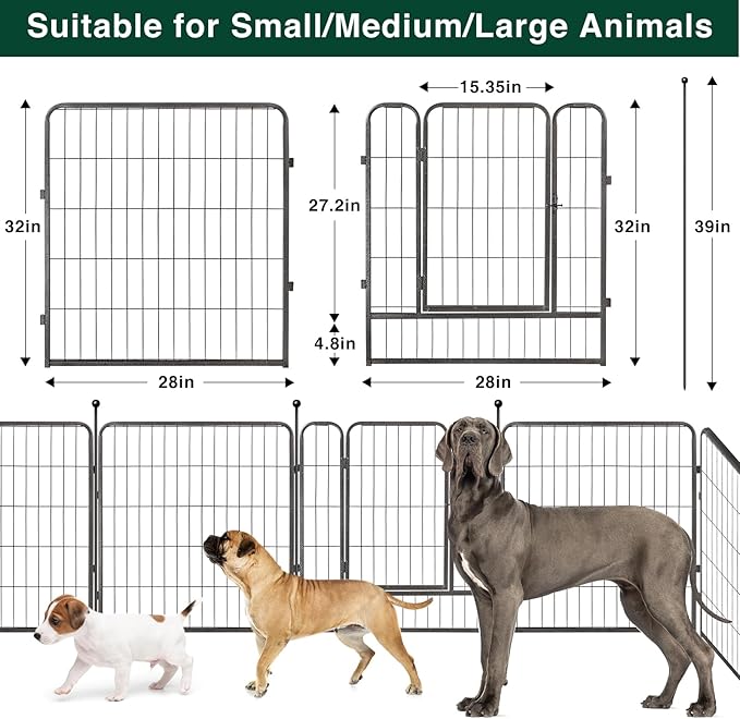 VISCOO Dog Playpen Outdoor, 16 Panels 32" H Dog Pen Indoor, Metal Dog Fence - Image 7