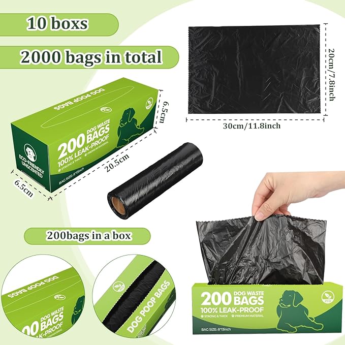 Sherr 10 Boxed Rolls 2000 Counts Dog Poop Bags Bulk Leak Proof Dog Doggy Poop - Image 2