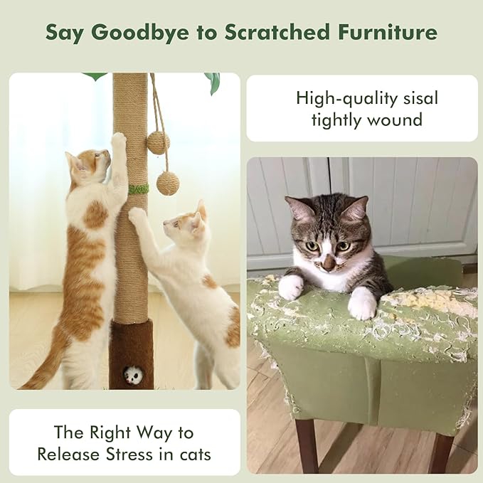 Woochpet Cat Scratching Post 35'' Tall Cat Scratcher Tree Tower Scratching Posts - Image 5
