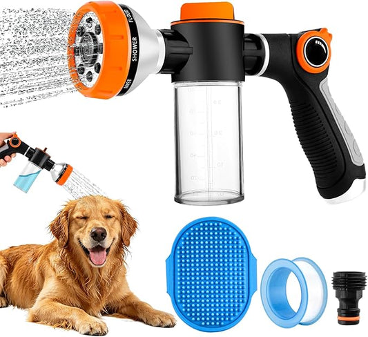 Dog Wash Hose Attachment, High Pressure Garden Water Hose Nozzle 8 Way Foam by VEEVIIY