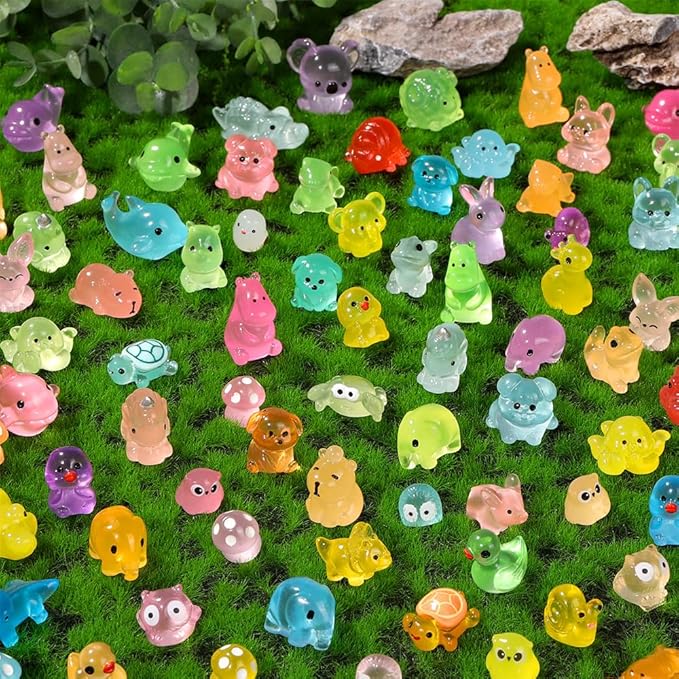 DIYDEC 184PCS Luminous Mini Resin Animals, Miniatures Figures Glow in The Dark - Image 3