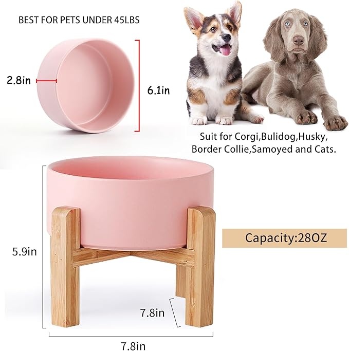 Petygooing 28 OZ Pink Elevated/Raised Ceramic Dog Bowl - Image 3