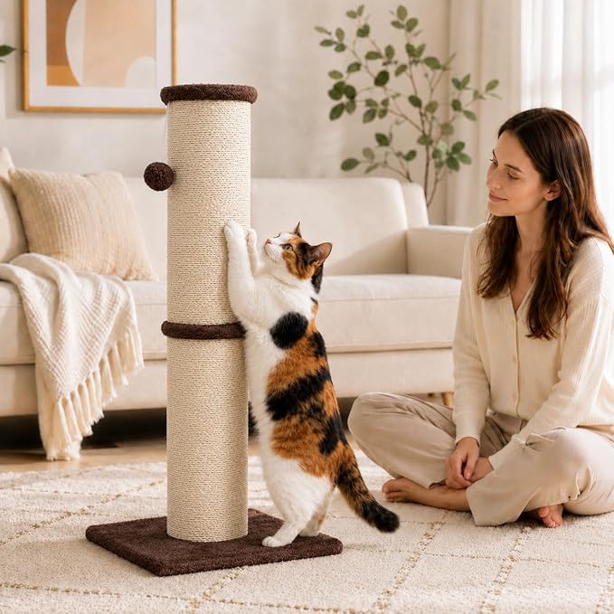 PAWSCRAT Cat Scratching Post 32 Inch High, 5.5 Inch Large Diameter Natural - Image 8