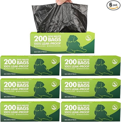 Sherr 6 Boxed Rolls 1200 Counts Dog Poop Bags Bulk Leak Proof Dog Doggy Poop by Sherr