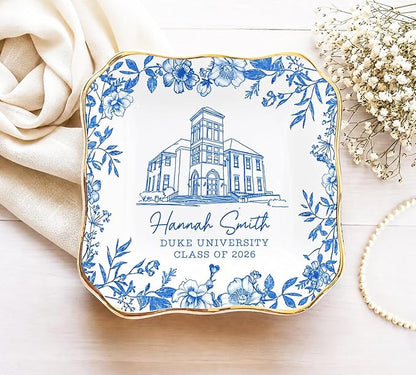 LOVELYPOD Custom Toile University Campus Trinket Tray, Personalized College by LOVELYPOD