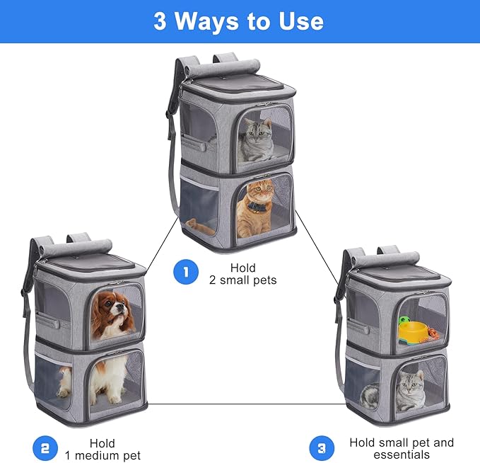 2-in-1 Double Pet Carrier Backpack - Image 3