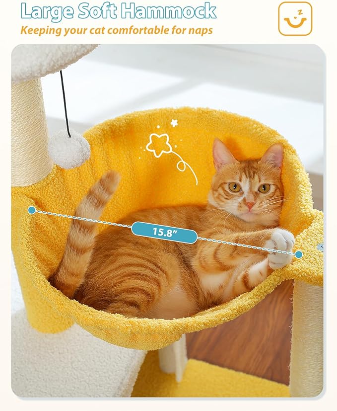MUTTROS Cute Cat Tree with Flower Top Bed - Image 4