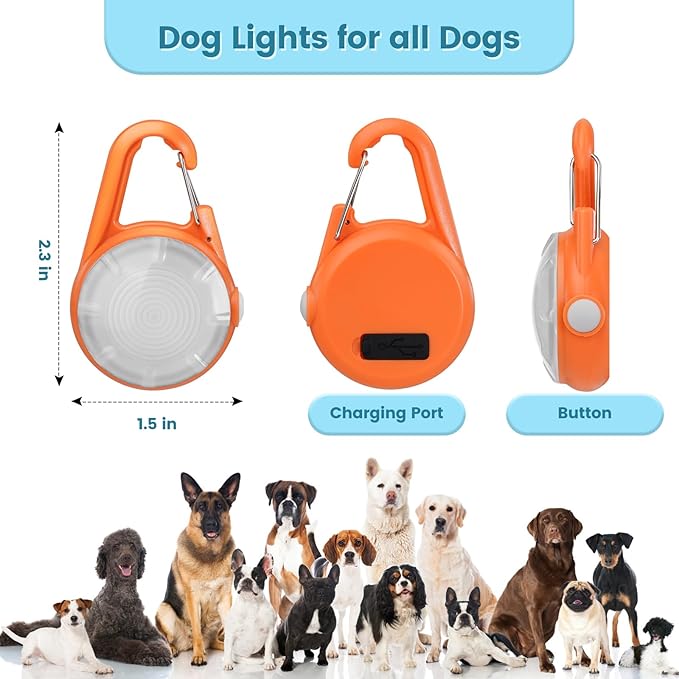 2Pack Dog Lights for Night Walking Dog Collar Light Clip on Rechargeable Glow - Image 6