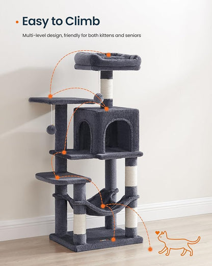 SONGMICS HOME Cat Tree for Indoor Cats, Hammock and Condo, Dark Gray - Image 3