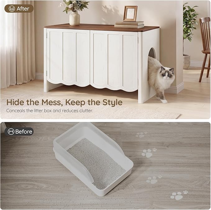 HOOBRO Cat Litter Box Enclosure, 31.5" Hidden Litter Box Furniture - Image 8