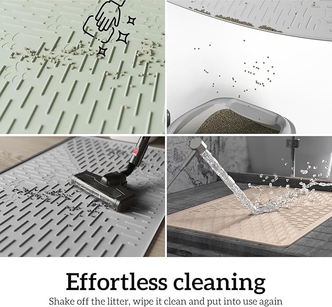 OHMO Cat Litter Mat Trapping Mat Premium Silicone Rubber 23.5x16 Ash Grey - Image 8