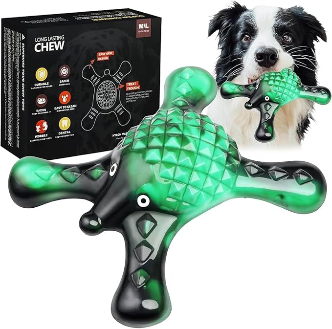 Tough Dog Chew Toy for Aggressive Chewers – Durable Bacon Flavored Nylon Bone by Quizvi