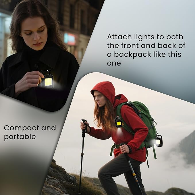 MAKDAK 4PC Cob Keychain Work Light EDC Rechargeable Foldable Keychain Flashlight - Image 4