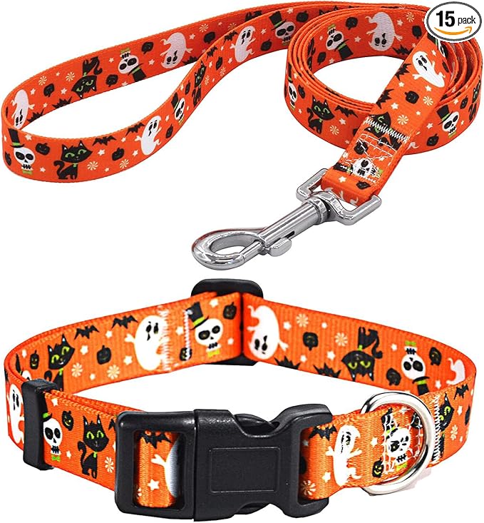 Mihqy Halloween Dog Collar and Leash Set by Mihqy