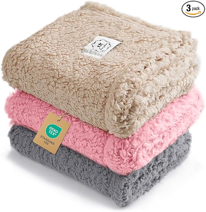 1 Pack 3 Calming Blankets Fluffy Premium Fleece Pet Blanket Soft Sherpa Throw by luciphia