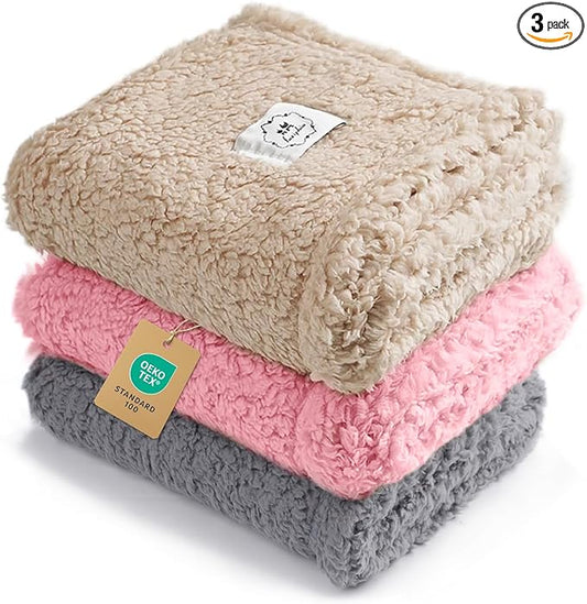 1 Pack 3 Calming Blankets Fluffy Premium Fleece Pet Blanket Soft Sherpa Throw by luciphia