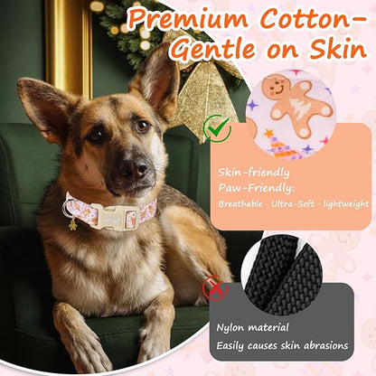 Christmas Dog Collar for Medium Dogs, Adjustable Exquisite Pink Dog Collar - Image 4