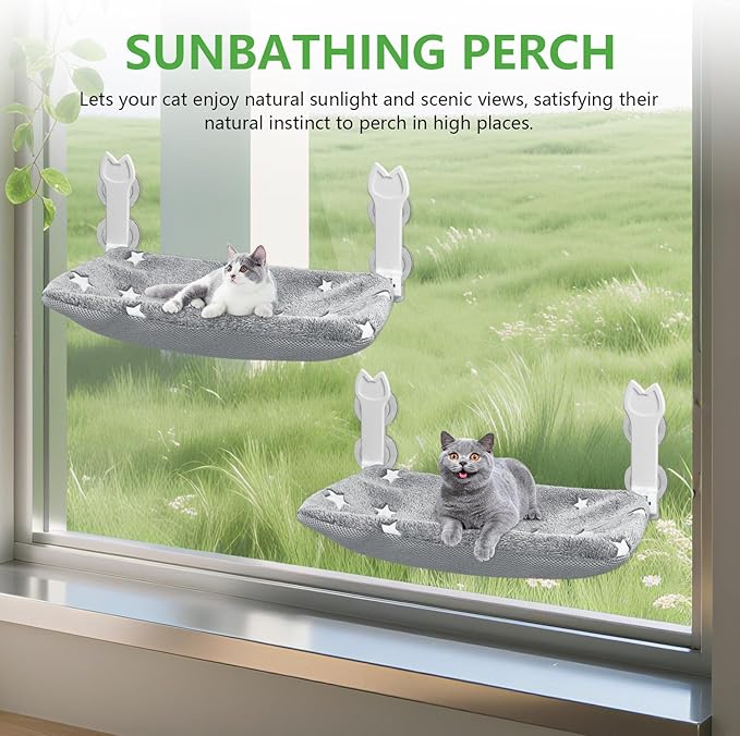2 Pack Cat Window Perch, Glow in The Dark Foldable Cat Window Hammock - Image 3