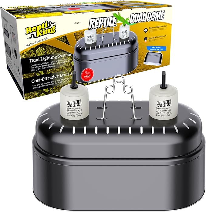 Reptile Dual Light Fixture, Double Deep Dome by ReptiKing%C2%AE