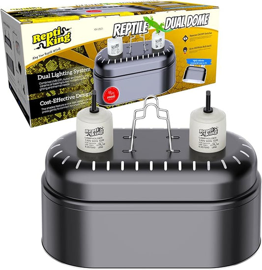 Reptile Dual Light Fixture, Double Deep Dome by ReptiKing%C2%AE