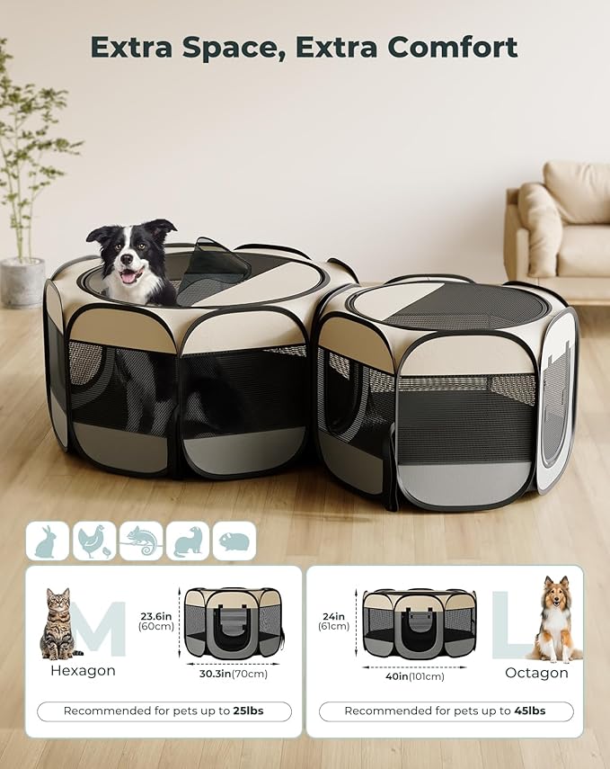 Cat Playpen, 2-Room Foldable Dog Playpen - Image 2