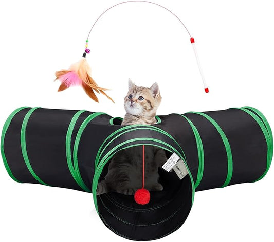 Tempcore Cat Tunnel for Indoor Cats, 3-Way Collapsible Play Tunnel by Tempcore